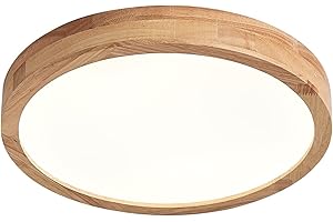 Schindora drewniana lampa sufitowa LED, 20W neutralna biel 4500K 1600 lm, okrągłe drewniane lampy sufitowe ﾘ30cm do salonu salon kuchnia jadalnia przedpokój biuro domowe pokój dziecięcy