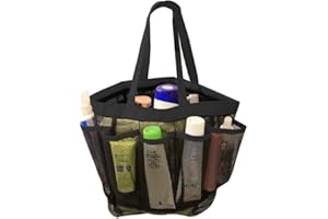 KAIAIWLUO Borsa per la Doccia,Portaoggetti per Doccia in Rete Borsa da Tote Portatile Borsa Organizer da Bagno con 8 Tasche e Maniglia per Trasporto per Palestra Viaggio Nuoto Campeggio Nero