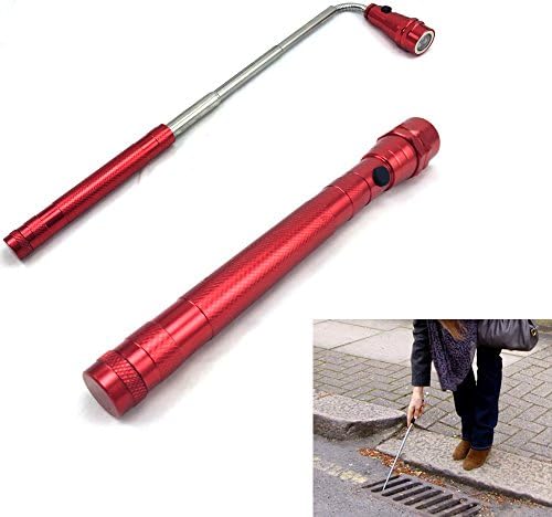 USUN New 3 LED Telescopic Flexi Flexible Magnetic Pick Up Tool Flashlight Torch Lamp (Red)
