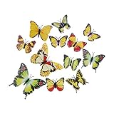 La vogue Gelb 12er 3D Schmetterling Wandsticker Aufkleber Fenstersticker Wanddeko Wanddekoration