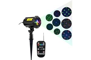 Dalanpa Christmas Projector Lights - 8 Patterns w/Remote & Security Lock, Outdoor Garden Lights Decorate Your Home & Garden (Red, Green, and Blue)