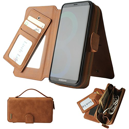 Galaxy S8 H  lle  Lively Life PU Leder Wallet H  lle Multifunktions Abnehmbare Rei  verschluss Schutzh  lle Flip Case Cover mit Kartenf  cher Card Slo