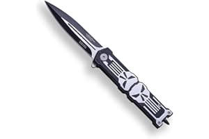 JKR Navaja Castigador Punisher pavonada Hoja de Acero INOX de 9,5 cm.