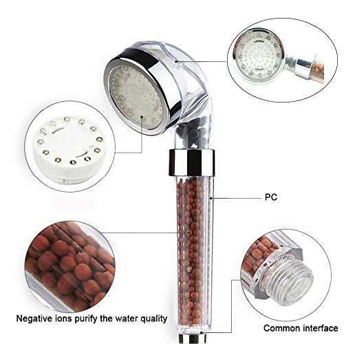 Delipop CM05 Magnete Spa Farbwechsel Duschkopf Temperature Controlled 12 PCS LED Negative lonic Filter Chlor Dusche ABS Chroming 3 Farben - 5