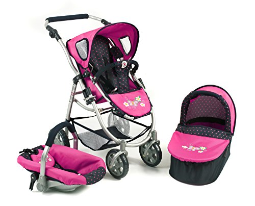 Bayer CHIC 2000 637 12 - Set Passeggino 3 in 1 Emotion all in, a Pois, Blu/Rosa