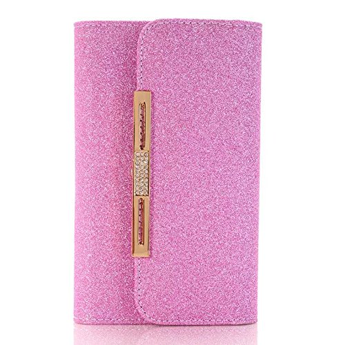XGUO iPhone 6 Plus 6S Plus Multifunktions Geldbörse Clutch Bling Kristall Schutzhülle Case Cover Mit 7 Kartenfächer Wallet Brieftasche abnehmbaren Magnet Handy Schutzhülle(iPhone 6 Plus/6S Plus,Rose) - 6