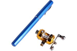 Andux Mini Portable Fishing Rod of the Pen Fishing Gear Carbon Rock Fishing RodGBG-01 (Blue)