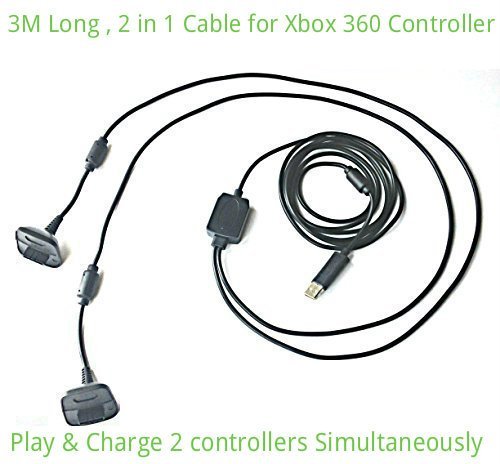 2 in1 3m Largo USB Jugar y Cargador Cargando Cable Para Xbox 360 Mando Pad Gamepad Joypad Joystick por airbot