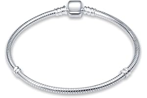 KUNSIR 925 Sterling Silver Snake Chain Bracelets for Pandora Fit European Bracelets Charms Bead Silver Bracelets for Women