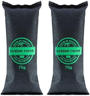 Bamboo Fresh - Bamboo Activated Carbon Odour Neutraliser &amp; Dehumidifier | Natural &amp; Highly Effective | 100% Biodegradable &amp; Environmentally Friendly, 2 x 75 Gramm