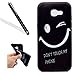 Produktbild Galaxy A3 2017 TPU Silikon Hülle,Galaxy A3 2017 Protective Case Cover,Leeook Elegant Retro Funny Cute Schwarz Lächeln DON'T TOUCH MY PHONE Muster Entwurf Ultra Dünn Weiche Handyhülle Schale Etui Protective Bumper Schutz Handy hülle Perfekte Passform Rückdeckel Shell Flexibel Gel Bumper für Samsung Galaxy A3 2017 + 1 x Schwarz Eingabestift-Black Smile
