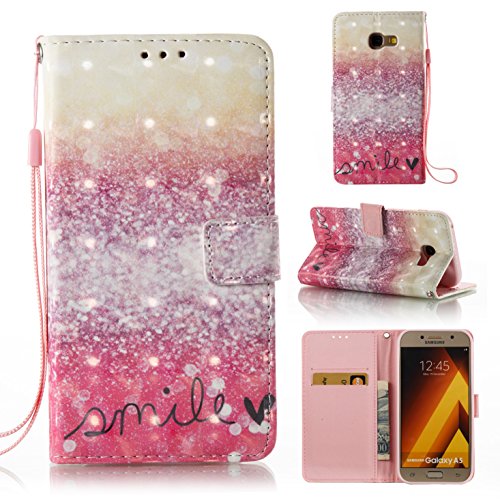 Galaxy A5 2017 Hülle, BONROY® PU leder Hülle für Samsung Galaxy A5 (2017) A520 Ledertasche Schutzhülle Case PU Leder Wallet Tasche Brieftasche Schutzhülle 3D Malerei Muster PU Lederhülle Flip Hülle im Bookstyle mit Kartenfach Aufstellfunktion Magnetverschluss für Samsung A520
