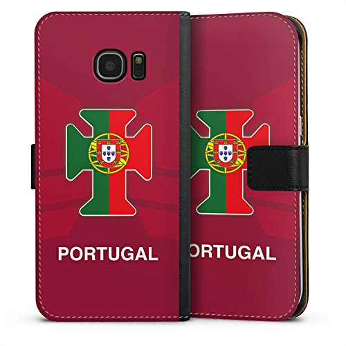 Samsung Galaxy S7 Edge Flip Tasche Schutz Hülle Walletcase Bookstyle Portugal EM Trikot Fußball Europameisterschaft