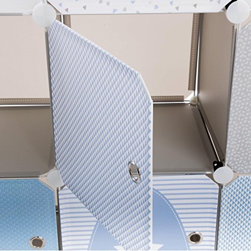 Meuble de rangement colonne - Forme Château - Coloris BLEU GRIS et BLANC
