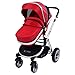 i-Safe System - Red Trio Travel System Pram & Luxury Stroller 3 in 1 Complete With Car Seat