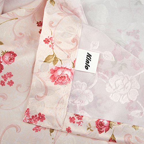 Kinlo® 1er Pack 145x245cm Blickdicht Vorhänge Blinkschutz Gardinen mit Ösen Dekoschal mit Blumen Druck im Wohnzimmer – Rosa - 5