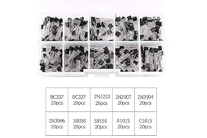WIFEHELPER 200 Stücke 10 Werte Silizium Transistoren Sortiment Elektronisches Kit für Profis Enthusiasten BC337 BC327 2N2222 2N2907 2N3904 2N3906