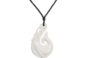 81stgeneration Collana con Ciondolo Unisex Osso Intagliato a Mano Incisione di Delfini Maori Hei Matau