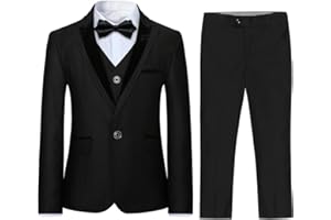 Sliktaa Boys 3 Pieces Suits Peak Lapel Slim Fit Tux Jacket Vest Pants 6 Colors Prom Party Wedding Suit