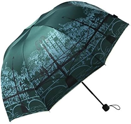 Fine umbrella shelves Clear Umbrella, Folding Female Umbrella, Sunshade Dual Purpose umbrella ( Color : Colloidal Gold Emerald )