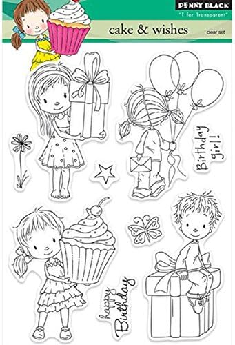 Penny Black Clear Stamps 5 x 7.5-inch Sheet-Cake and Wishes, Cake & Wishes