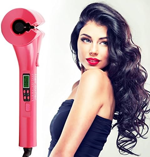UKGOOD Hot Automatic Professional Hair Curler Ceramic Curling Iron with Timer/Temperature/Curling Direction Setting for All Hair Style ＆Length(Pink)