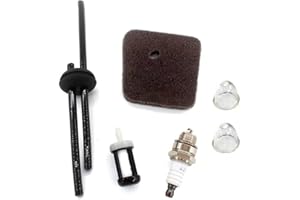 HURI Air Filter Service Kit Fit Stihl FC55 FS38 FS45 FS46 FS55 HS45 KM55 HL45 String Trimmer Brush Cutter 4140 124 2800 + Spark Plug + Fuel Filter + Fuel Hose + Primer Bulb