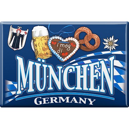 Magnet mit Motiv - MÜNCHEN GERMANY i mog di - Munich Retro Vintage