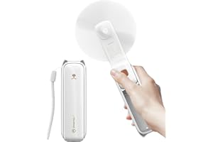 LETSCOL Handheld Mini Fan, 3 in 1 Hand Held Fan, Portable Travel Fan, Small Foldable Pocket Fan, Personal Desk Fan with Power Bank, Flashlight for Adults Women Makeup (White)