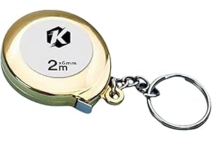 RIMIRICO 2M Tape Measure Keychain Mini Steel Retractable Tape Measure Keychain Portable Keyring Pull Ruler Measuring Tape (Gold)