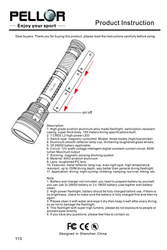 Pellor 150m Professionelle 8000LM Tauchen Magnetic Controlled 7 LED Ultra Bright Taschenlampe - 8