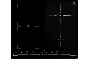 KKT KOLBE Induktionskochfeld 60 cm Autark | Rahmenlos | 4 Zonen Kochplatte | 9 Stufen | Flexzone | Schnellaufheizung | BBQ-Funktion | Touch Slider | IND5901FZ