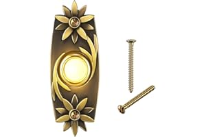 CARMOTTER Timbre de puerta con cable de latón macizo, botón de timbre de puerta Steampunk, botón de timbre de luz LED, botón de timbre de bronce antiguo con cable, Llamador Puerta