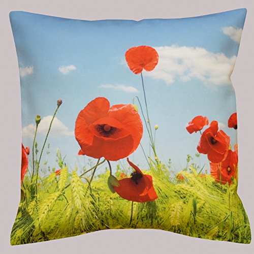 Originelle Kissenhülle " ZAUBERHAFTE BLUMEN " , moderner Fotoprint - Kissenbezug mit wunderschönen Motiven je 40 cm x 40 cm - trendiger Fotoprint - aus Kurzplüsch - sehr weich und anschmiegsam - ein absoluter EYECATCHER - hier im KAMACA-SHOP sind auch weitere Fotodruck - Kissen erhältlich (MOHNBLUME)