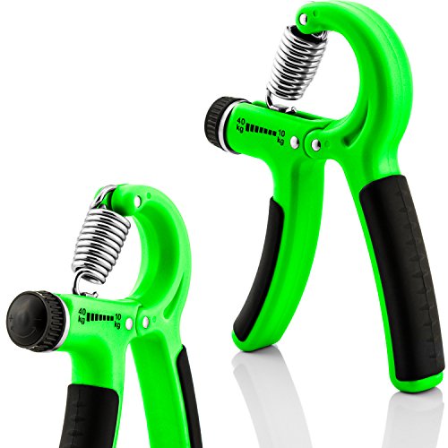 Preisvergleich Produktbild einstellbare Fingerhantel mit ergonomischem Handgriff, Handtrainer, Unterarmtrainer, Handexpander, Handmuskeltrainer für Hand- und Unterarm-Training / Stärke von 10 - 40 kg in Leucht-Grün / Schwarz