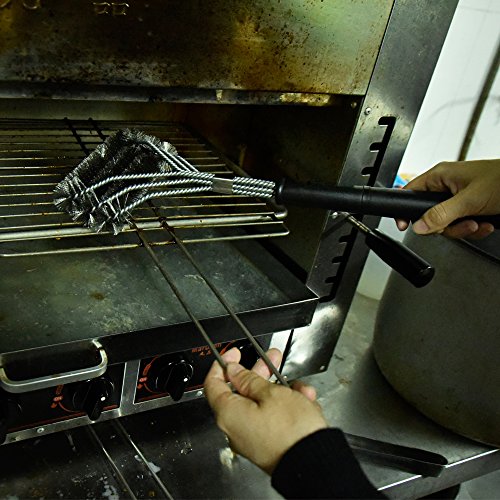 BBQ Grill Reinigungsbürsten Waschreinigungsbürste Edelstahl / 18inch 3-Sided Lange mit Aufhängeöse (B) - 7