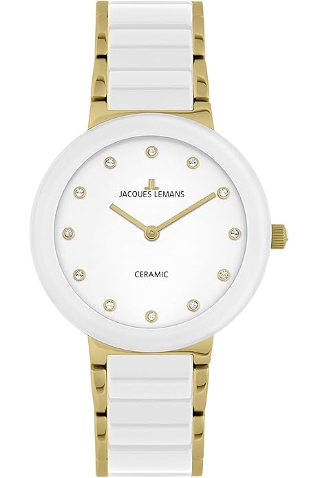 Jacques Lemans Damen-Uhren Analog Quarz One Size Weiß 32016865 