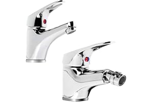 OGOMONDO Miscelatore Rubinetto Bidet Cromato + Miscelatore Rubinetto Lavabo Cromato Rubinetteria Bagno Casa