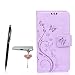 Produktbild Huawei P9 Hülle, Huawei P9 Schutzhülle, Alfort 3 in 1 Lederhülle Fashion Design Premium PU Leder Hohe Qualität Tasche Case Cover Kasten Abdeckung Wallet für Huawei P9 5.2" Smartphone Funktion Standfunktion Unterstützte Telefone und Magnetverschluss mit Schmetterling ( Helles Lila ) + Alfort Schwarz Stylus Pen + Netter Staub Stecker