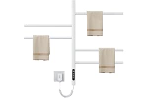 SKYLYZH Scaldasalviette Elettrico, Termostato WiFi Smart Scaldasalviette, per Alexa e Google Home e App, 420x660 mm, Rotazione 180°, Portasciugamani Elettrico, Basso Consumo Scaldino Asciugaman-WiFi White