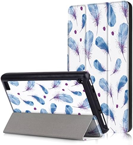 LMAZWUFULM Case for Amazon Kindle New Fire 7 2017 PU Leather Ultra-thin Magnetic Closure Foldable Leather Case Painting Blue Pen Patterns by Bookstyle with Stent Function Holster Leather Case Flip Cover for Amazon Kindle New Fire 7 2017 Tablet PC Pattern 7