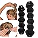 HENGSONG Foam Sponge Clip Curler Ring Twist Tool Hair Styling Donut Bun Former Maker, 2PCS (Black)