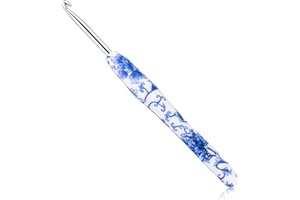 BCMRUN 4.5 mm(7) Crochet Hook, Ergonomic Handle for Arthritic Hands, Soft Rubber Grip Extra Long Knitting Needles for Beginners and Knitting Crocheting Yarn (4.5mm-7), Blue