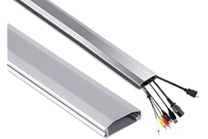 Maclean Cable Cover Tidy (60x20x750mm Silver Aluminum - Quick Open/Close)