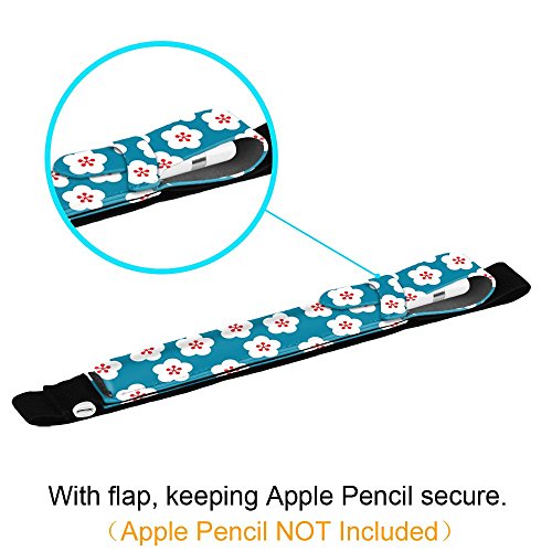 Fintie Apple Pencil Halter – Premium Kunstleder Hülle mit USB-Adapter-Tasche, kompatibel mit iPad Pro 9,7, iPad Pro 10.5 & iPad Pro 12.9 Schutzhüllen, Fleur bleu - 2