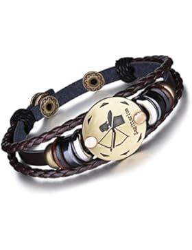 Unendlich U Punk Modisch 12 Sternbilder Sternzeichen Herren Damen Charm Armband Geflochten Leder Legierung Multilayer...