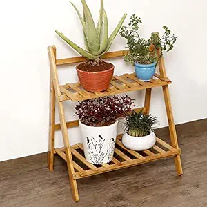 HOKIPO Eco-Friendly Bamboo Plant Stand for Living Room, Balcony, Garden | Plant Display Rack (AR-3654)