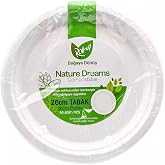 Roll-Up Nature Ecological Cardboard Paper Disposable Plate - 26 Cm. - 1 Package of 50 Pieces
