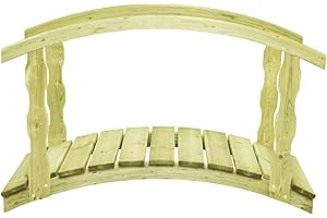 Susany Gartenbrücke mit Geländer Holzbrücke mit Doppelhandläufen Teichbrücke Brücke Holzsteg Gartenbrücke 170×74×105 cm Kiefernholz Imprägniert