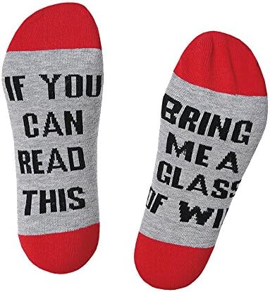 DMZOK Cotton Socks for Men Women, Funny Saying Knitting Word Combed Cotton Socks (Grey Red)
